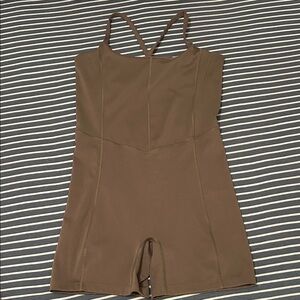 Brown Cross Strapped One Piece